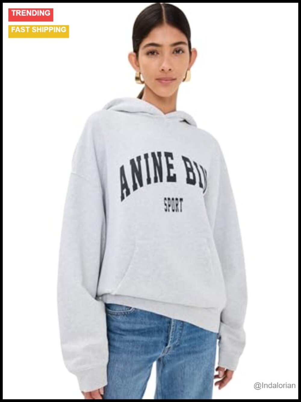 Anine Bing Harvey Fleece Hoodie Sweatshirt Women's Grey